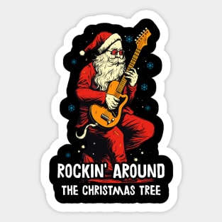 Christmas Guitar Gift Santa Claus Guitarist Funny Guitar Sticker